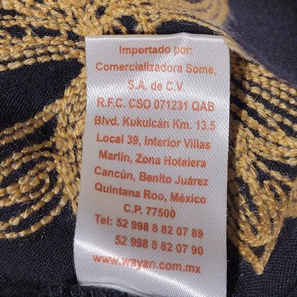 WAYAN NATURAL WEAR Black Tunic Dress Size S Floral Embroidered Bell Sleeves - Picture 11 of 11